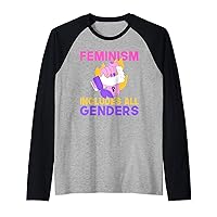 Feminism includes all Genders Strong Women Feminist Raglan Baseball Tee
