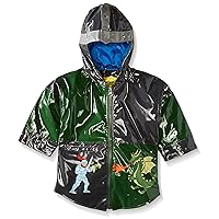 Dragon Knight Grey/Green PU All-Weather Raincoat for Boys With Fun Knight's Helmet