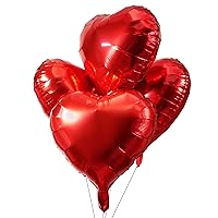 Red Heart Foil Mylar Balloons - Valentines Day Party Wedding Bachelorette Birthday Nursery Party Favors Balloons Decorations, 30pc