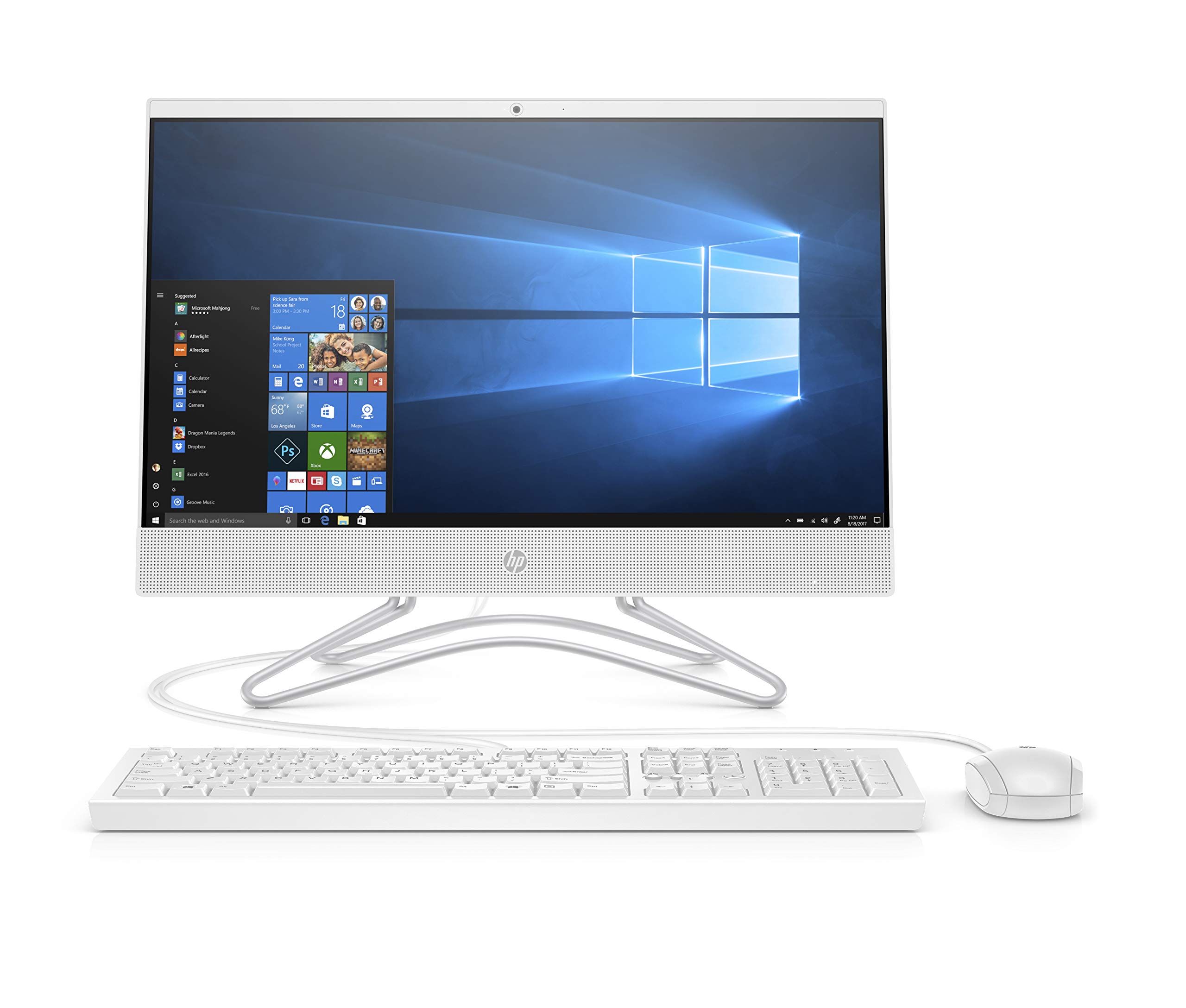 HP 21.5-Inch All-in-One Computer, AMD A4-9125, 4GB RAM, 1TB Hard Drive, Windows 10 (22-c0010, White)