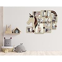 Personalized Wooden Picture Frame Collage Unicorn Design 11 Photo Openings Customizable Name 23