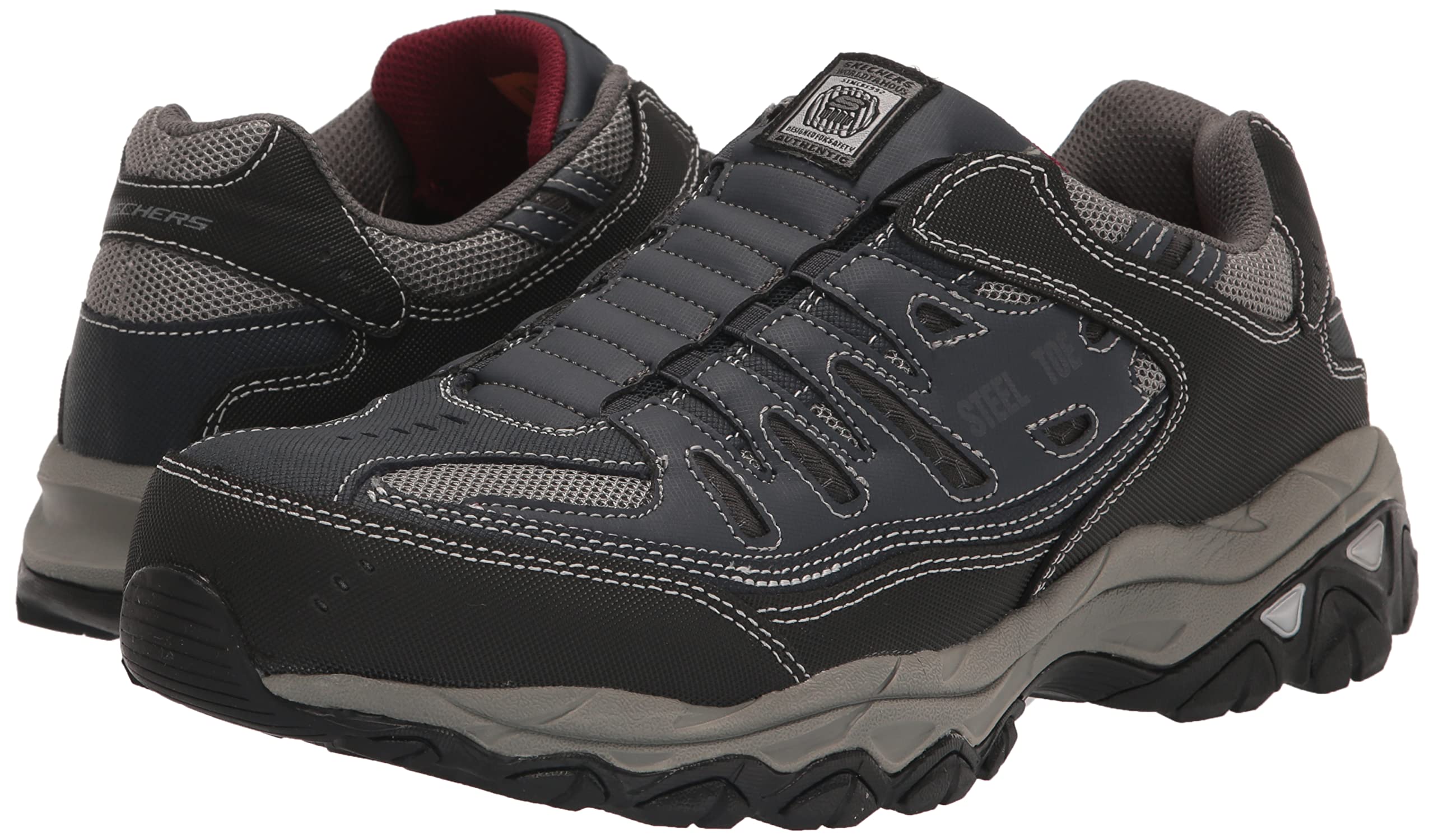 Skechers Men's Cankton Steel Toe Construction Shoe, Navy/Grey, 11