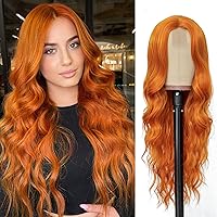 NAYOO Long Orange Wigs for Women - 26'' Long Orange Ginger Wavy Wig, Natural Looking Orange Hair Wigs, Easy to Put Orange Curly wig, Heat Resistant Synthetic Wig Halloween Wig Cosplay Wig(Orange)