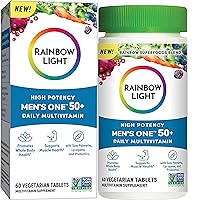 Rainbow Light Multivitamin for Men 50+, Vitamin C, D & Zinc, Probiotics, Men's One 50+ Multivitamin Provides High Potency Immune Support, Non-GMO, Vegetarian, 60 Tablets