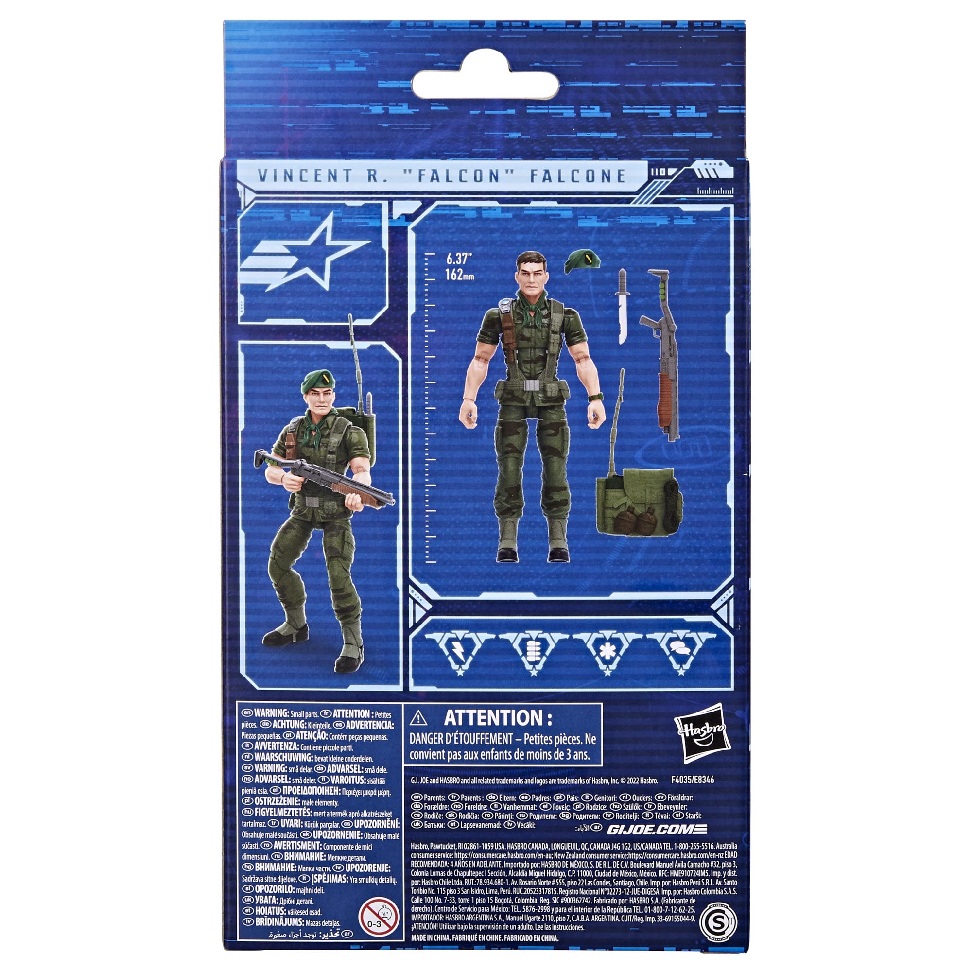 G.I. Joe Classified Series Vincent R. Falcon Falcone Action Figure 64 Collectible Premium Toy, Multiple Accessories, 6-Inch-Scale, Custom Package Art