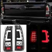 Kojem LED Tail Lights Compatible with 1999-2006 Chevy Silverado 1999-2002 GMC Sierra 1500 2500 3500 LED Tube Bar Taillight Lamp (Clear Lens+Black Housing)