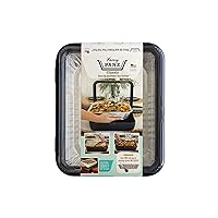 Fancy Panz Classic Pan, Dress Up & Protect Your Foil Pan, Made in USA, Fits Half Size Foil Pans. Hot or Cold Food. Stackable for easy travel. (Navy)