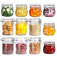 ComSaf Airtight Glass Canister Set of 6 with Lids 17oz - Airtight Glass Canister with Lid Set of 6 with Lids 25oz
