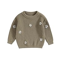 Toddler Baby Girl Boys Sweater Long Sleeve Flower Pullover Tops Knitted Sweatshirt Fall Winter Clothes
