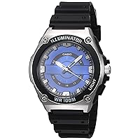 Casio Men's Blue Dial Quartz Resin Strap, Black, 23.7 Casual Watch (Model: MWC-100H-2A2VCF)