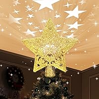 Christmas Tree Topper, 3D Rotating Pattern Projector for Xmas Tree Topper, Hollow Design Christmas Decorations,Christmas Decor
