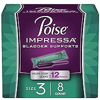 Poise Impressa Incontinence Bladder Support for Women, Bladder Control, Size 3, 8 Count (Packaging May Vary)