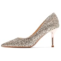Women Sequin Evening Pumps Glitter Pointed Toe Dressy High Heels Shoes Wedding Jewelled Party Heels
