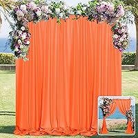 MYSKY HOME 10ft x 10ft Curtains Orange Backdrop Curtains for Parties Wedding Curtains Stage Curtains Rod Pocket Panel Light Filtering Sliding Drapes Backdrop for Baby Showers, 5ft x 10ft, 2 Panels