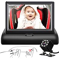 Shynerk Baby Car Mirror, 4.3'' HD Night Vision Function Car Mirror Display, Safety Car Seat Mirror Camera Monitored Mirror with Wide Crystal Clear View, Aimed at Baby, Easily Observe the Baby’s Move