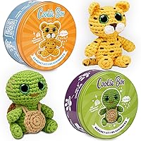 Cookie Box Crochet Kits for Beginners - Leopard Leo and Tutle Hugo - Bundle