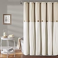 Lush Decor Linen Button Shower Curtain, 72