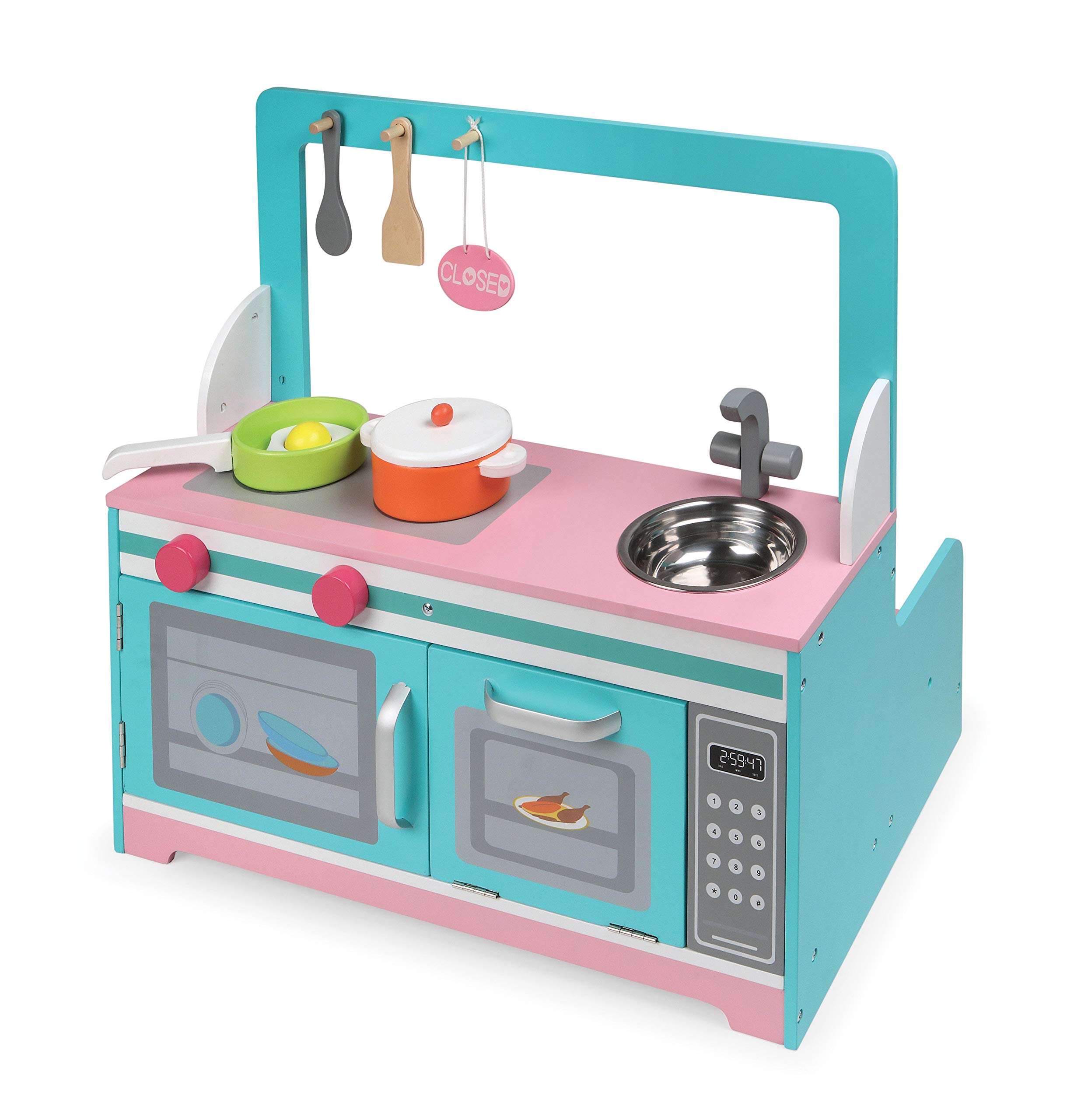 Badger Basket Toy Retro Diner and Kitchen Doll Playset with Accessories for 18 inch Dolls