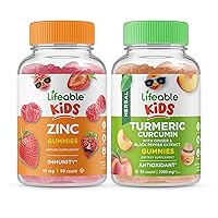Lifeable Zinc Kids + Turmeric Curcumin Kids, Gummies Bundle - Great Tasting, Vitamin Supplement, Gluten Free, GMO Free, Chewable Gummy