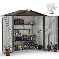 DWVO 6x4ft Metal Outdoor Storage Shed, Large Heavy Duty Tool Sheds with Lockable Doors & Air Vent for Backyard Patio Lawn to Store Bikes, Tools, Lawnmowers,Brown