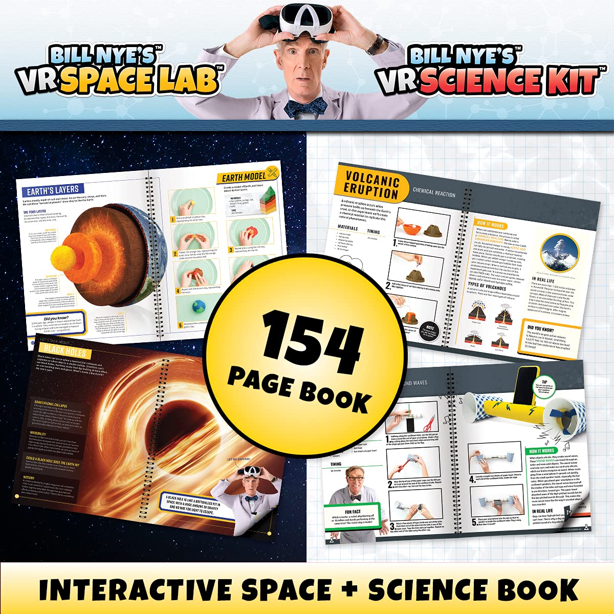 Abacus Brands Bill Nye's VR Science Kit and VR Space Lab - Virtual Reality Kids Science Kit, Book and Interactive STEM Learning Activity Set (2 in 1 Combo Pack)…