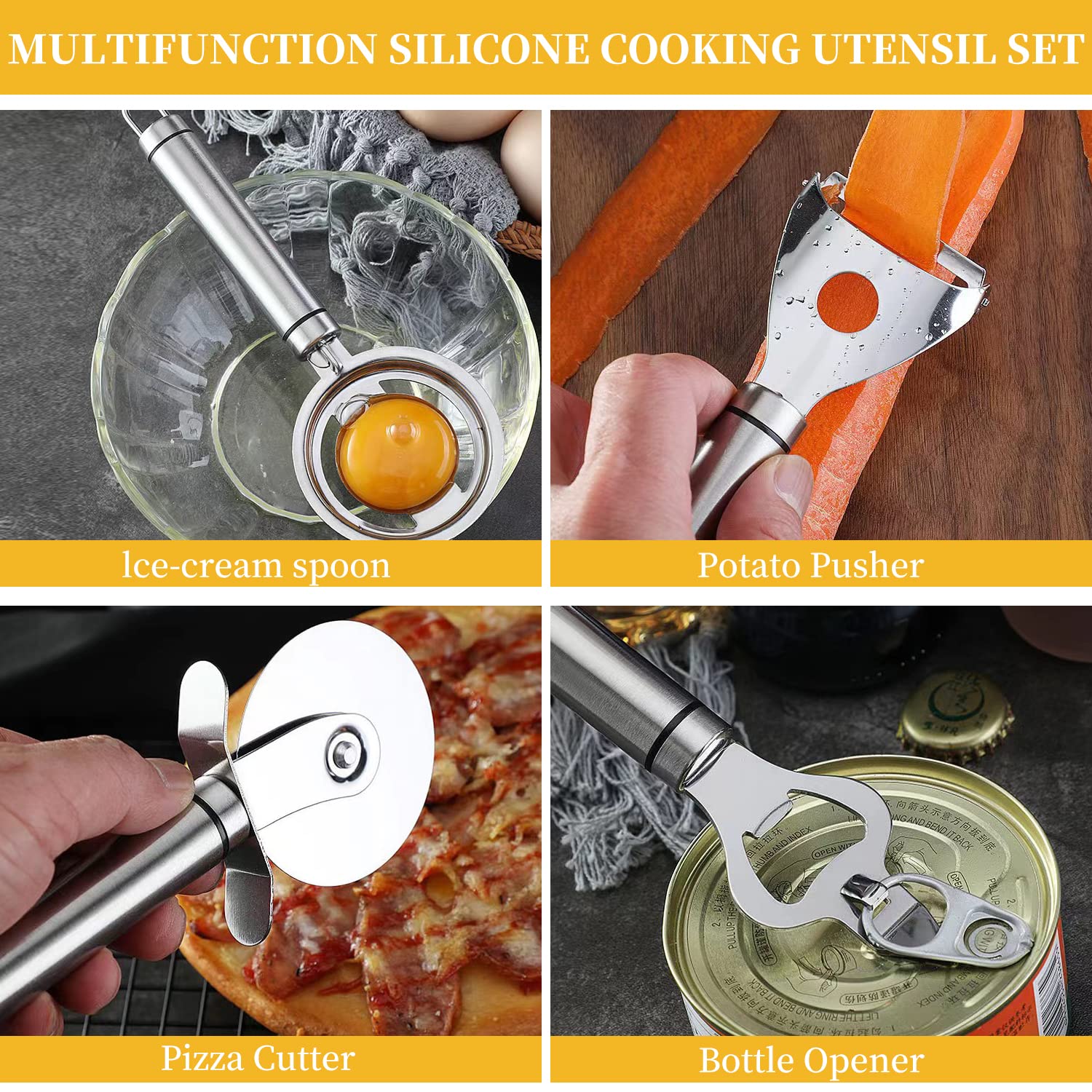 35 Pcs kithcen Utensils set Cooking Utensils set with Holder Silicone and Stainless Steel Utensils Set Kitchen Tool Set,Baking Set Kitchen Set Kitchen Gadgets Kitchen Tools Cookware Set