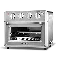 Toaster Oven Air Fryer Combo, AUMATE Kitchen in the box Countertop Convection Oven, Airfryer,Knob Control Pizza Oven with Timer/Auto-Off, 4 Accessories and Recipe Included,1550W,19 QT, Stainless Steel