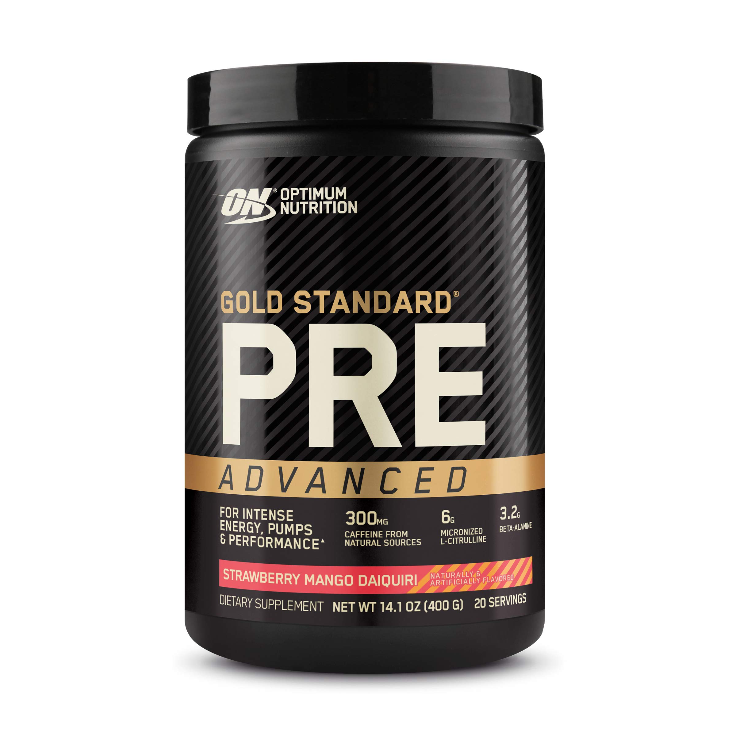 Optimum Nutrition Gold Standard Pre Workout Advanced, with Creatine, Beta-Alanine, Micronized L-Citrulline and Caffeine for Energy, Keto Friendly, Strawberry Mango Daiquiri, 20 Servings