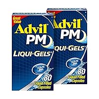 PM Liqui-Gels Pain Reliever and Nighttime Sleep Aid, Pain Medicine with Ibuprofen for Pain Relief and Diphenhydramine HCL for a Sleep Aid - 2x80 Liquid Filled Capsules