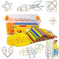 Straw Constructor STEM Building Toys 800 pcs-Colorful Interlocking Plastic Enginnering Toys- Fun- Educational- Safe for Kids- Develops Motor Skills-Construction Blocks- Best Gift for Boys and Girls