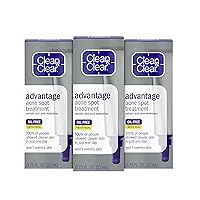Clean & Clear Advantage Acne Spot Treatment Gel Cream, 2% Salicylic Acid Acne Medication, Witch Hazel, Oil-Free Gel Pimple Cream for Adults & Teens, Salicylic Acid, 3 x.75 Fl. Oz