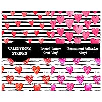 4 Pack Valentines Day Pattern Vinyl Permanent Adhesive Vinyl 12x12 Sheet Bundle Hearts & Stripes Works w All Craft Cutters (12x12)