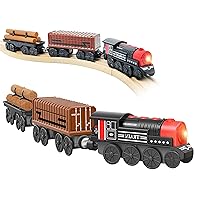 Motorized Train for Wooden Track, 3Pcs Train Toy Set for 3 4 5+Years Old Boy Girl Toddlers, Battery Powered Train Compatible with Thomas & Friends, Brio and Chuggington