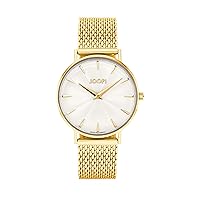 Joop! Women's Quartz Watch Analogue with Stainless Steel Bracelet, Gold, 5 Bar Waterproof, Comes in Watches Gift Box