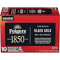 1850 by Folgers Black Gold Dark Roast Coffee, 10 Keurig K-Cup Pods