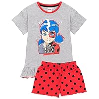 Miraculous Pyjamas Girls Ladybug Superhero T-Shirt & Long Or Shorts Pjs