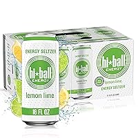 Hiball Clean Energy Seltzer Water, Caffeinated Sparkling Water Made with Vitamin B12 and Vitamin B6, Sugar Free, 16 Fl Oz (Pack of 8), Lemon Lime