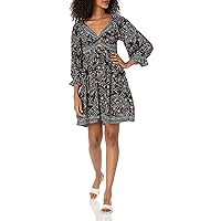 Angie Women's Long Sleeve Twist Front Keyhole Tiered Skirt Dress
