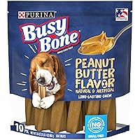 Bone Made in USA Facilities, Long Lasting Small/Medium Breed Adult Dog Chews, Peanut Butter Flavor - 10 ct. Pouch