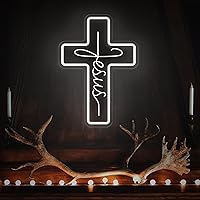 Jesus Cross Neon Signs, Cross Neon Signs, Dimmable LED Neon Signs for Wall Decor Bedroom Home Room Party Decor, LED Neon Light for Wedding Christmas Easter Celebrations New Year Gift