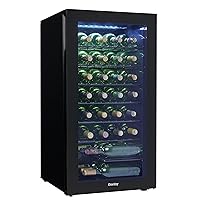 Danby DWC036A2BDB-6 3.3 Cu. Ft. Free Standing Wine Cooler, Holds 36 Bottles, Single Zone Drinks Fridge with Glass Door-Beverage Chiller for Kitchen, Home Bar, in Black