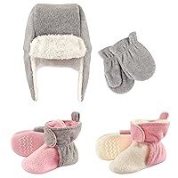 Hudson Baby Winter Hat, Mittens and 2 Pack Booties Set