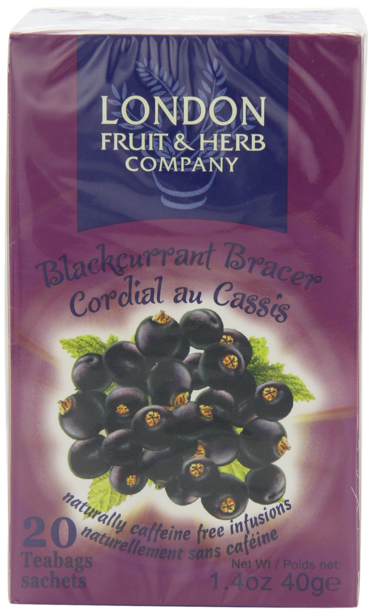 London Fruit & Herb Company Blackcurrant Bracer Tea, 20 Count Tea Bags (Pack of 6)