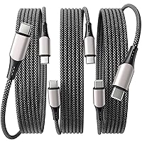 USB C to USB C Cable 6.6ft 3 Pcs, 60W/3A USB C to USB C Fast Charger Cable, Nylon Braided USB C Charger Cable, Type C Charging Cable Compatible with iPhone 15/15 Pro/15 Pro Max, Galaxy S23/S23 Ultra