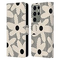 Head Case Designs Officially Licensed Kierkegaard Design Studio Daisy Black Cream Dots Check Retro Abstract Patterns Leather Book Wallet Case Cover Compatible with Samsung Galaxy S23 Ultra 5G