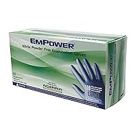 Adenna EPW446 Empower 8 mil Blue Powder-Free Nitrile Exam Gloves, Medical Grade, Large, Box of 100
