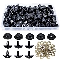 BESTCYC 1 Box(50PCS) 19.5mm Black Plastic D-Type Animal Safety Nose with Washers for Bear, Doll, Puppet, Plush Animal and Craft