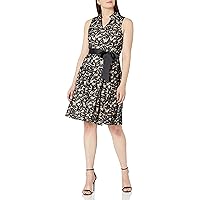 ROBBIE BEE Women's Sleeveless Fit and Flare Shirt Dress