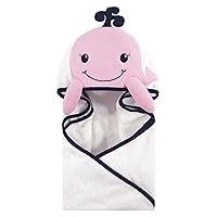 Hudson Baby Unisex Baby Cotton Animal Face Hooded Towel, Girl Whale, One Size