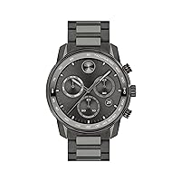 Movado Men's Bold Verso Swiss Quartz Chronograph Watch with Stainless Steel Bracelet, Grey,
